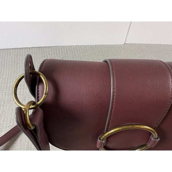 Burgundy Mauve Brass HW Vegan Hobo Crossbody Purse 10x9x3 DisneyBound Bag - Picture 10 of 11